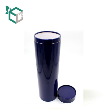 Custom blue paper logo hot foil stamping round paper tube box